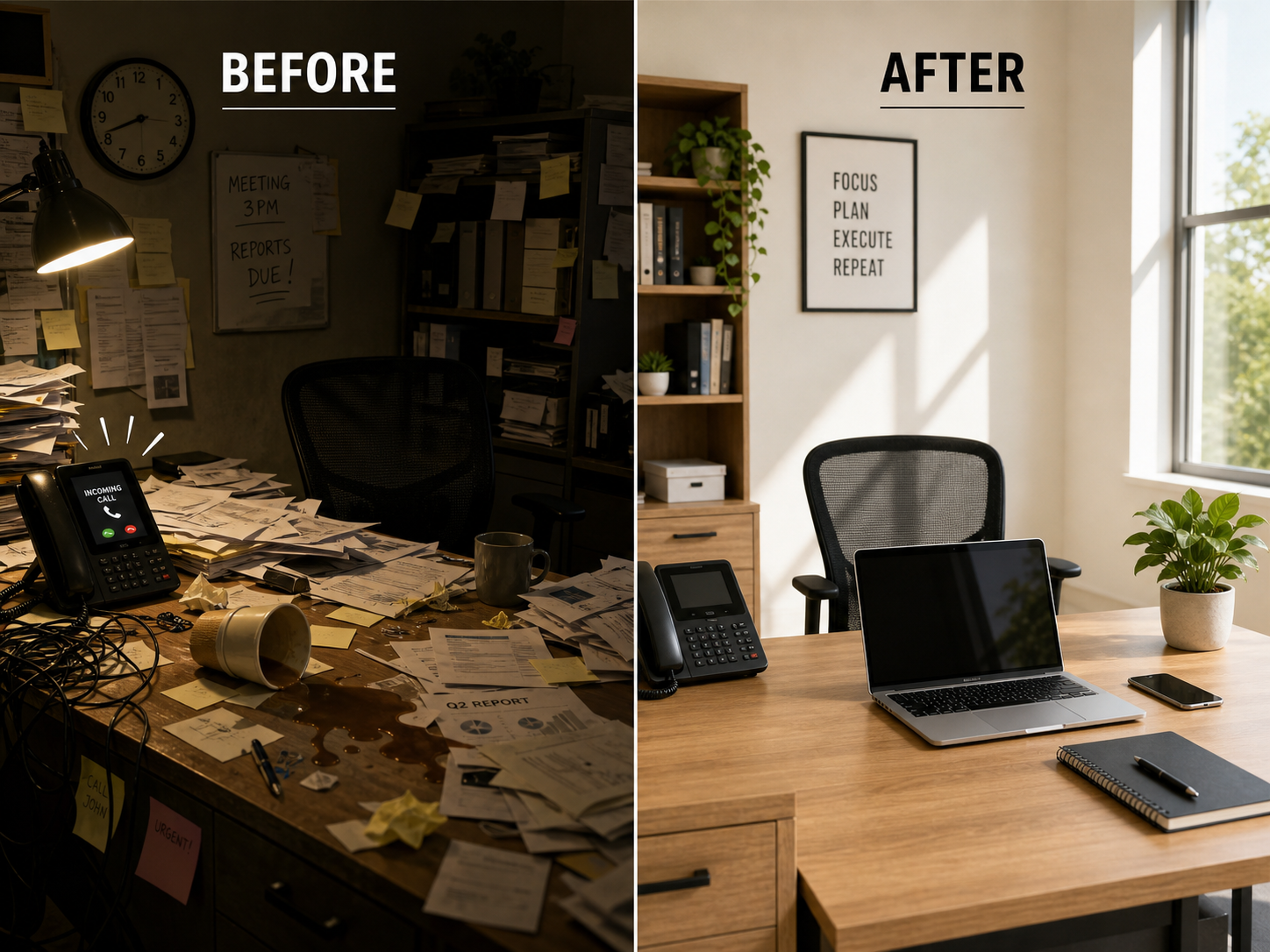 Before and after comparison