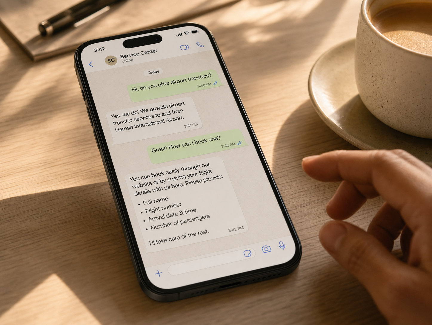 WhatsApp on desk